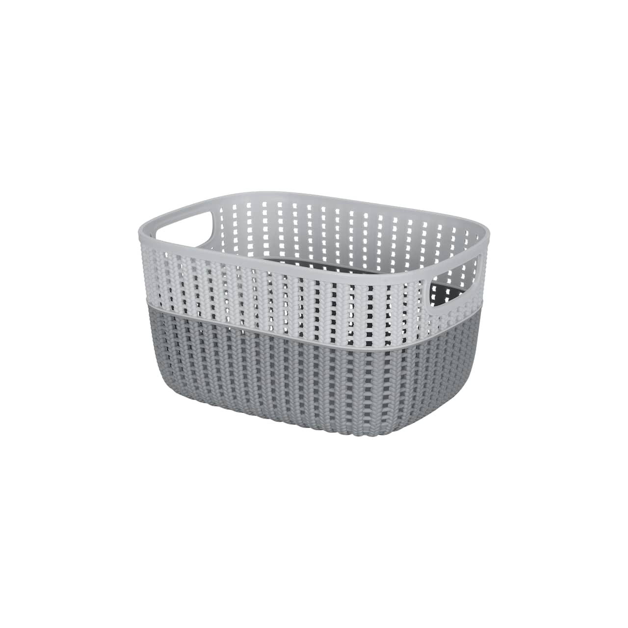Simplify Medium Gray 2-Tone Decorative Storage Basket